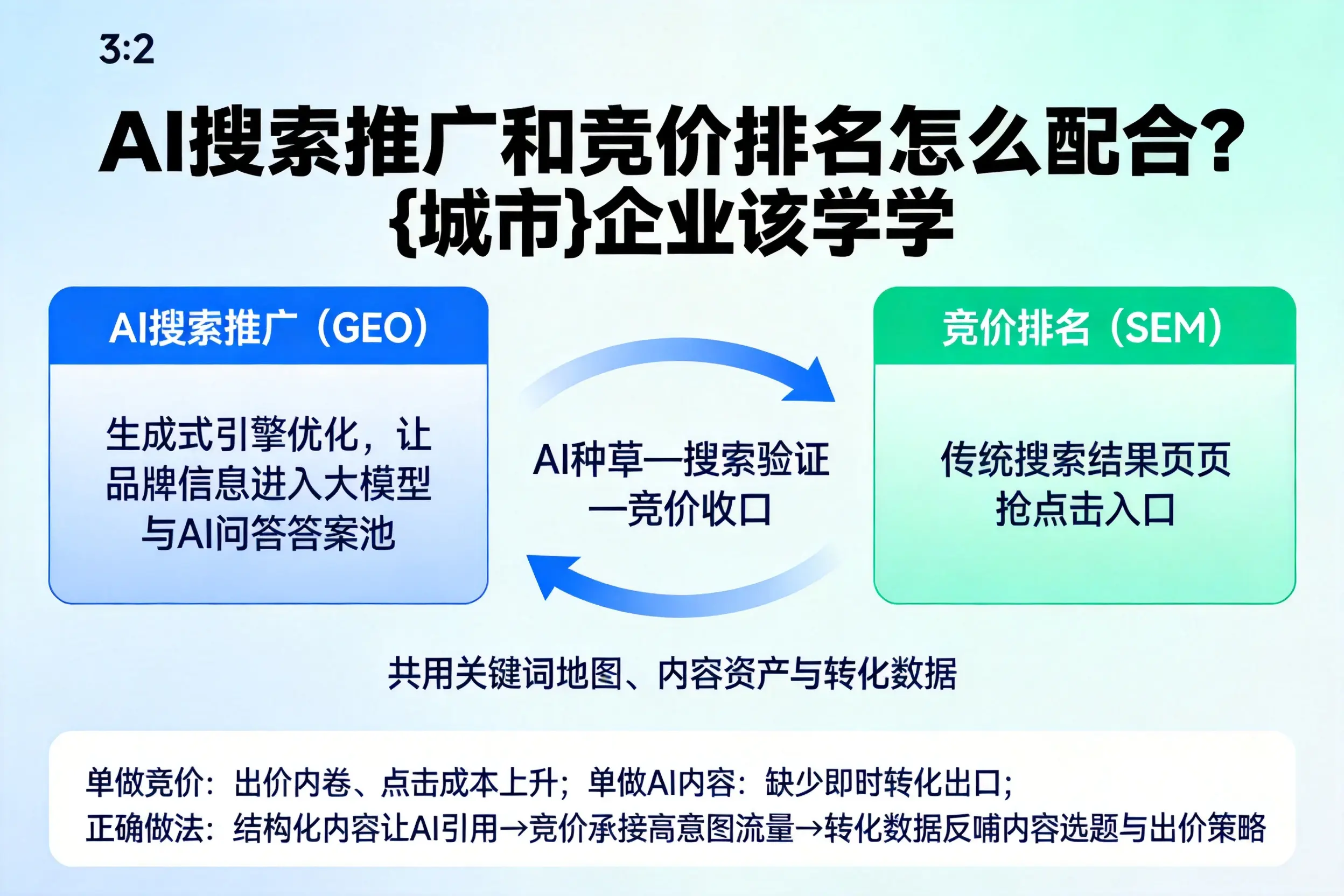 AI搜索推广和竞价排名怎么配合?佳木斯企业该学学