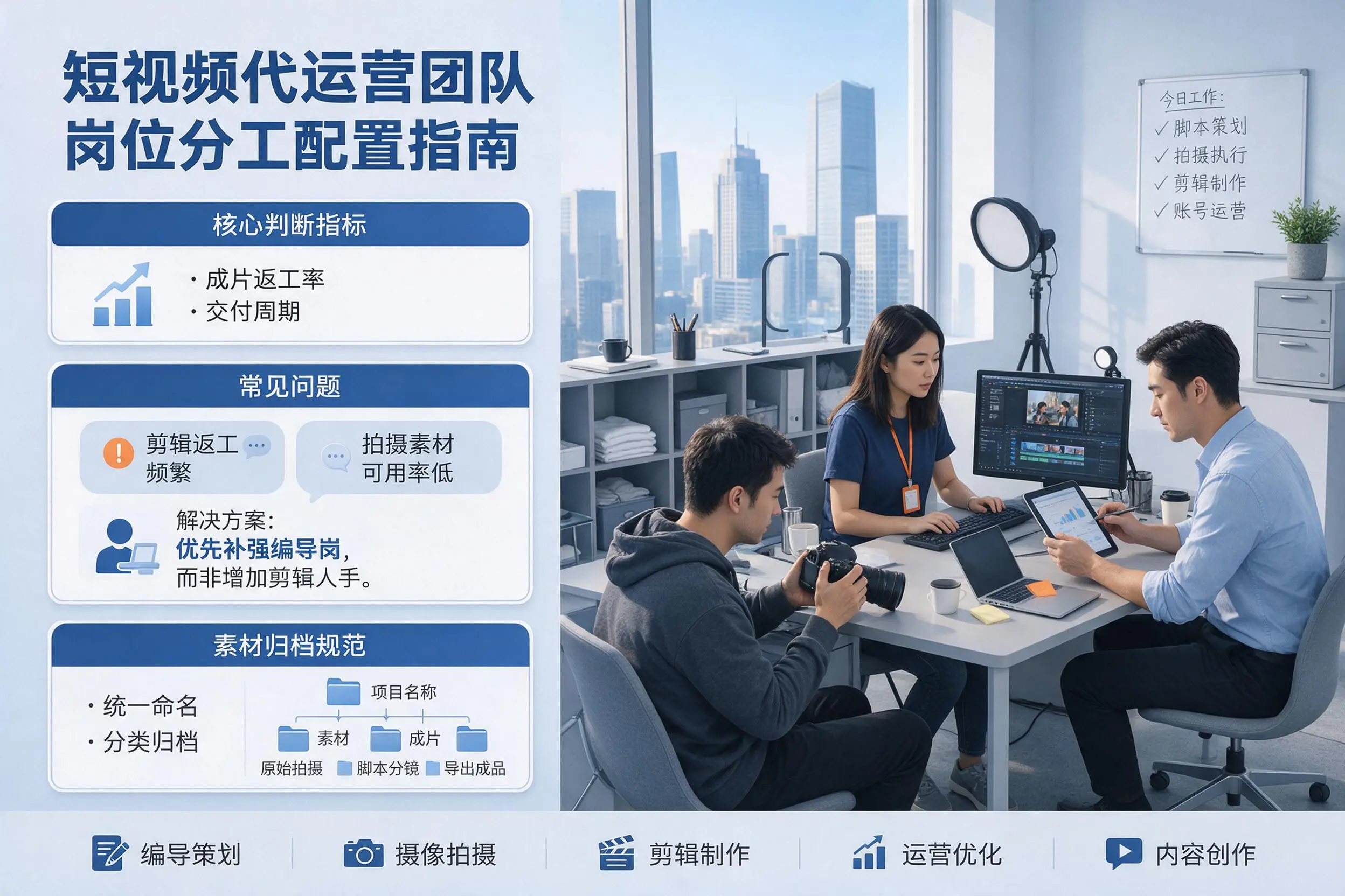 短视频代运营团队如何配置?佳木斯企业岗位分工科普说明