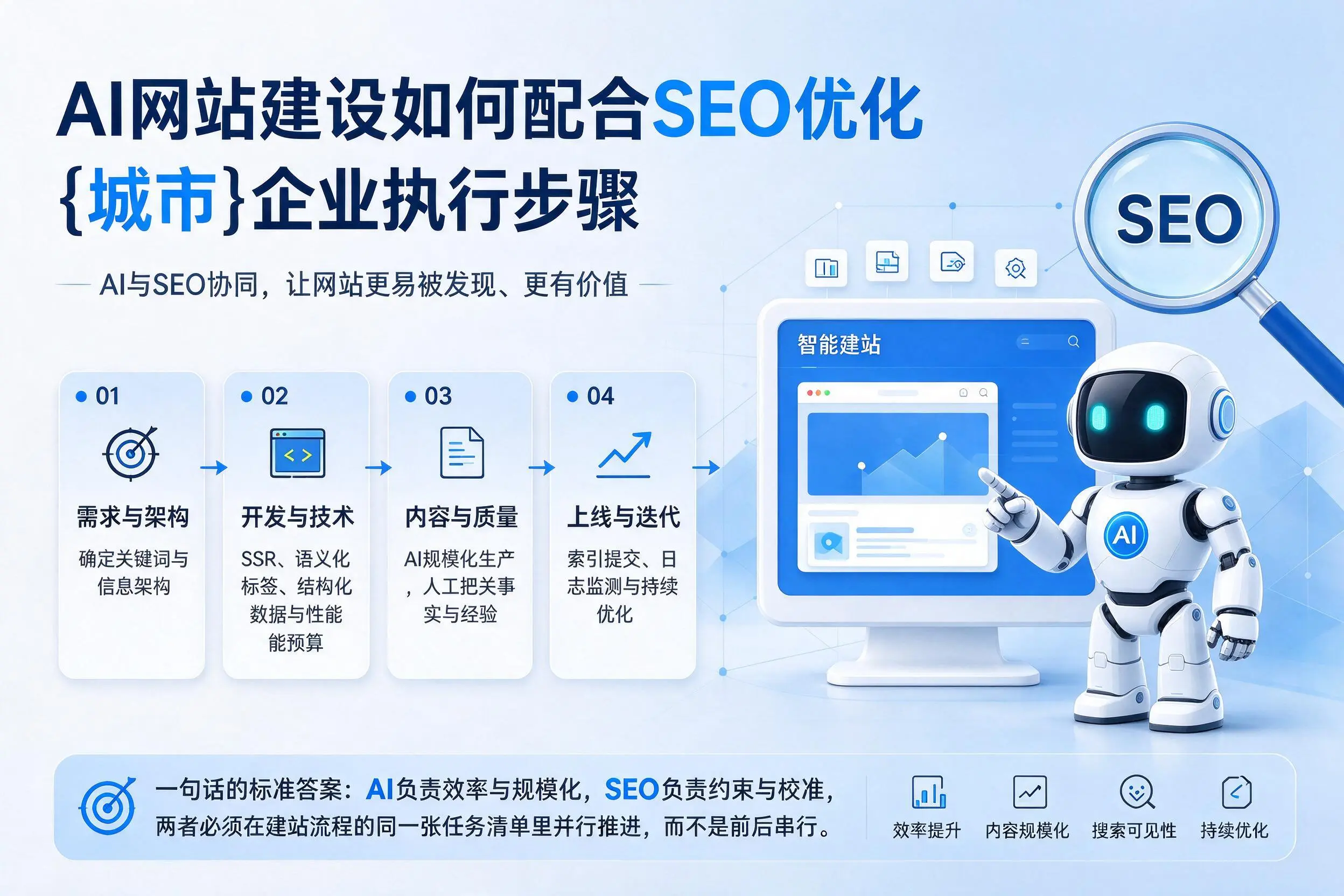 AI网站建设如何配合SEO优化，佳木斯企业执行步骤