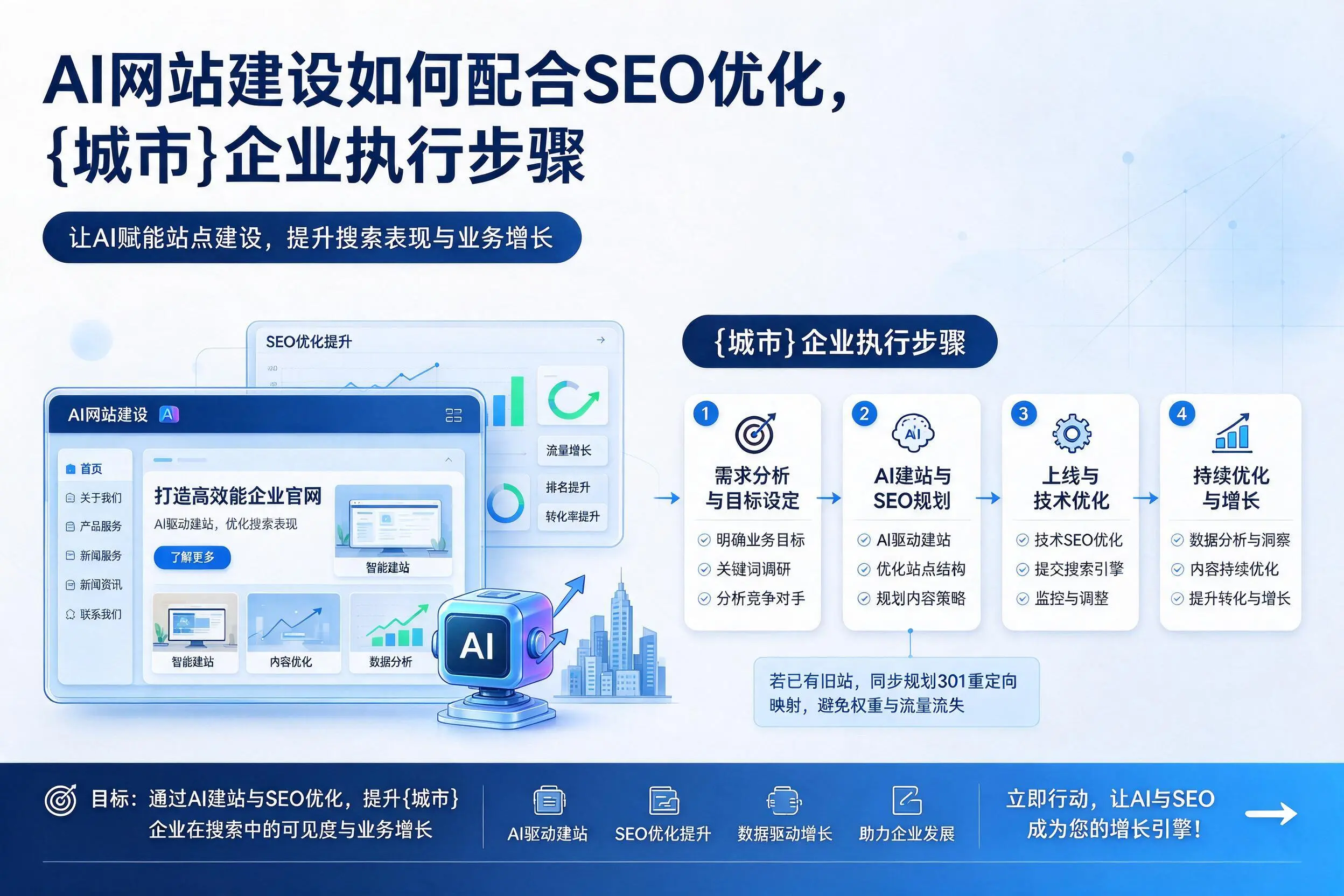 AI网站建设如何配合SEO优化，佳木斯企业执行步骤